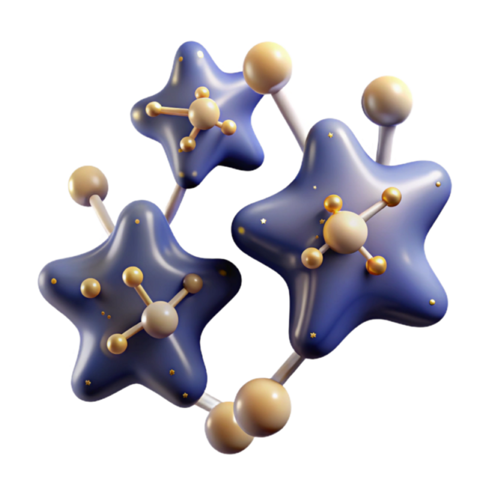 3D Render Star Molecular Structure Abstract Background Illustration png
