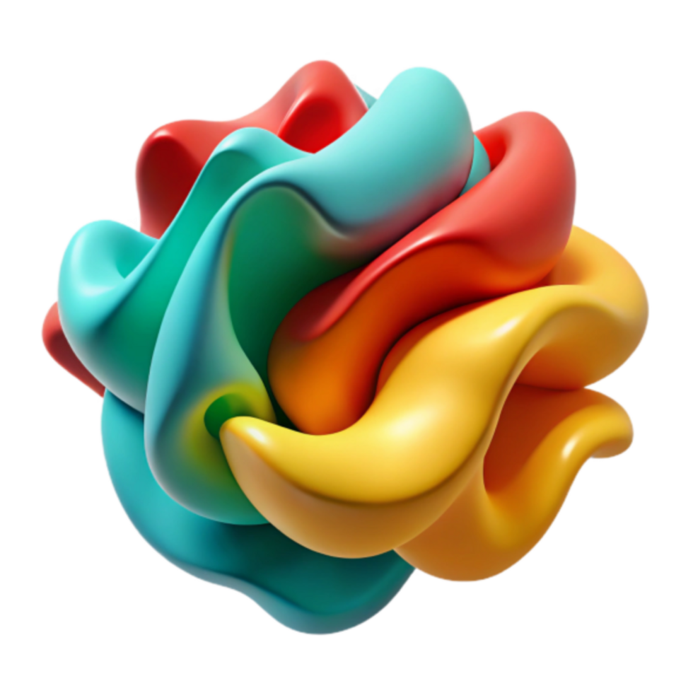 Abstract 3D Render of Colorful Intertwined Shapes png