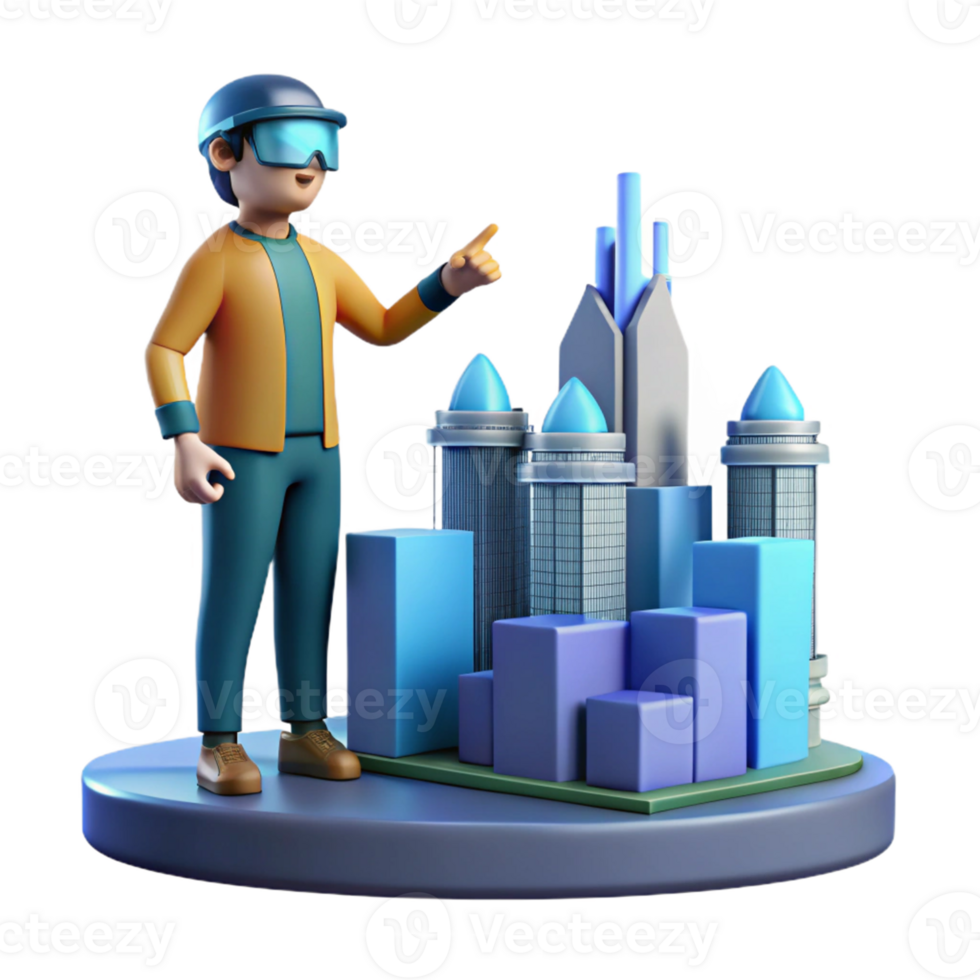 Virtual City Planning with VR in a Futuristic Three Dimensional Scene of Urban Design png