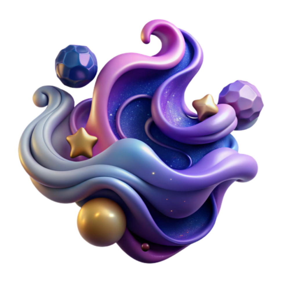 Cosmic Swirls 3D Render Abstract Background png