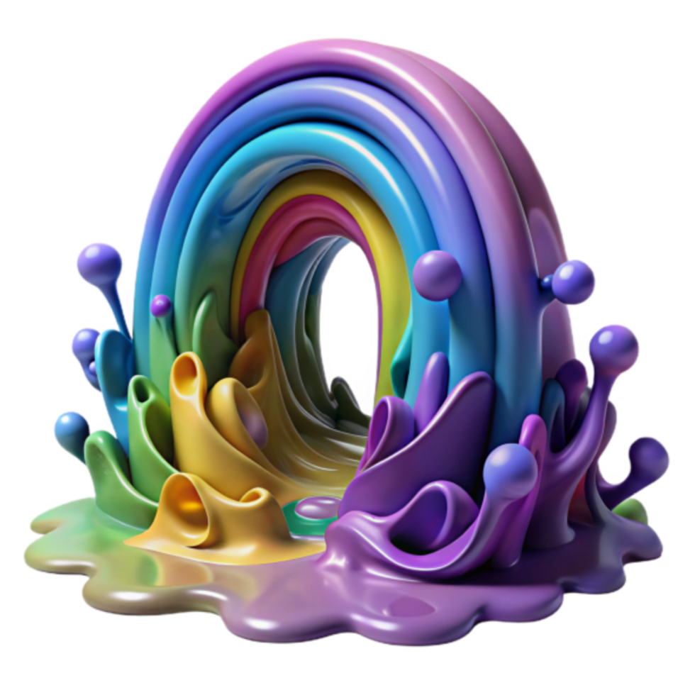 Rainbow Splatter 3D Render, Vibrant Colorful Abstract Background Illustration png