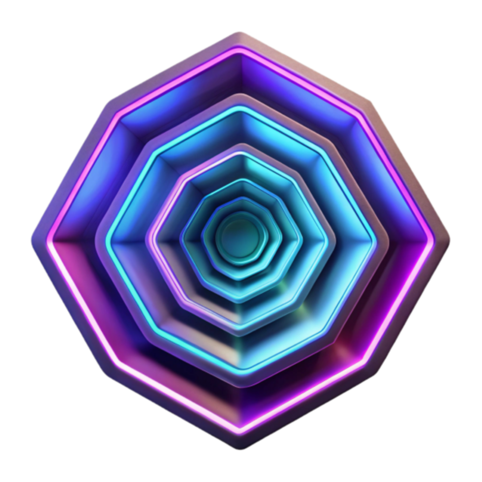 Neon Octagon Abstract 3D Illustration png