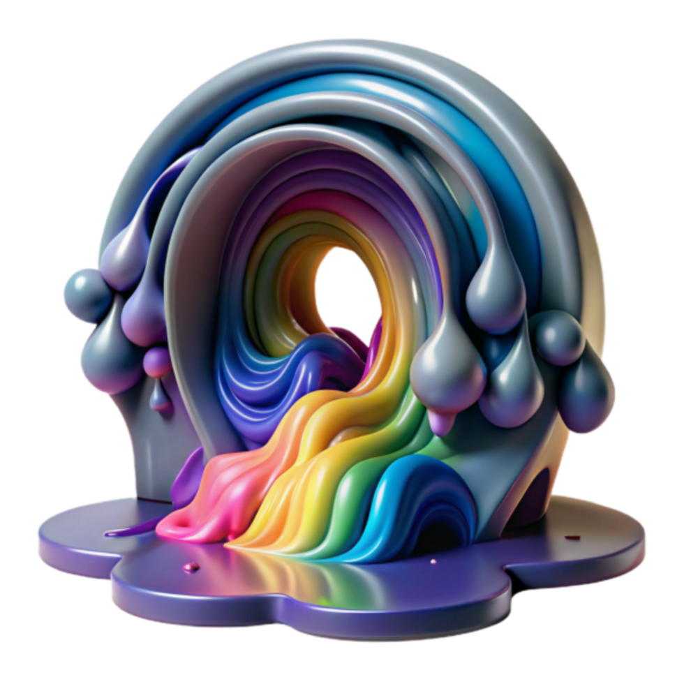 Rainbow Swirl 3D Render Abstract Background png