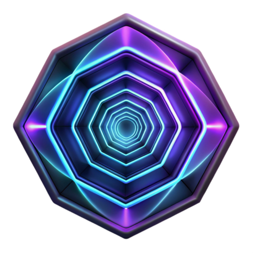 Hexagonal Neon Tunnel 3D Illustration Abstract Background png