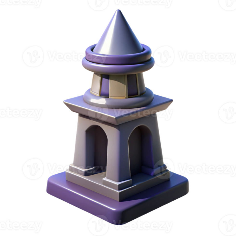 Purple Fantasy Tower 3D Model A magical tower crafted in a stunning three-dimensional model, standing proudly in a digital realm. png