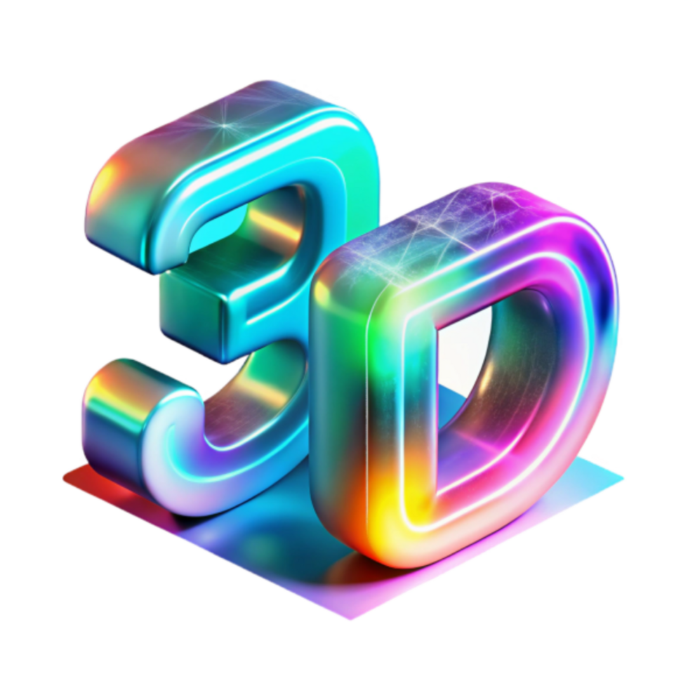 Vibrant 3D Render of Number 30, Iridescent Chrome Effect, Abstract Background Image png