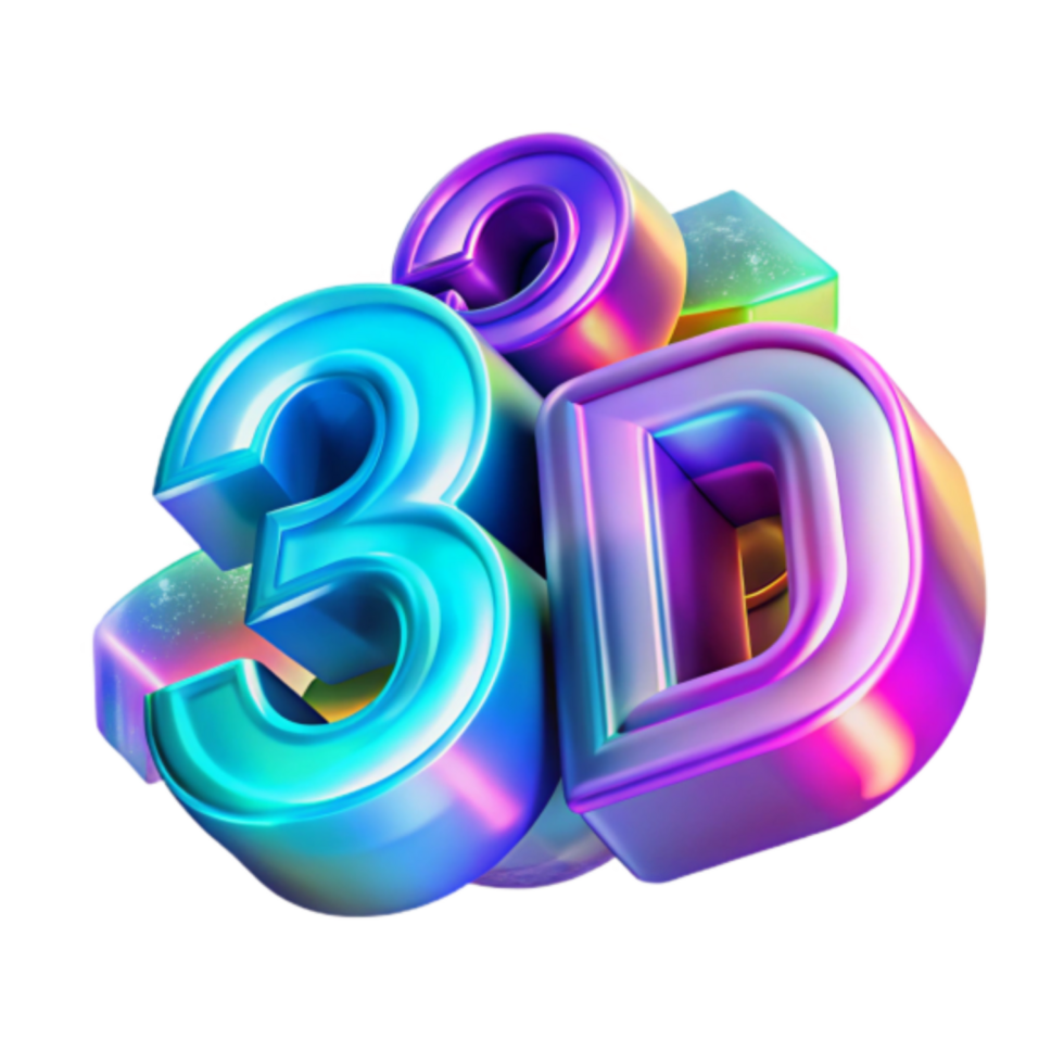 Vibrant 3D Render Colorful Text Effect Abstract Background Image png