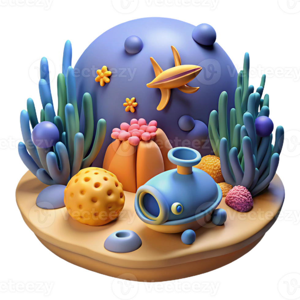 Undersea Submarine Adventure A dynamic depiction of a submarine navigating the undersea world, capturing the essence of adventure in a digital world. png