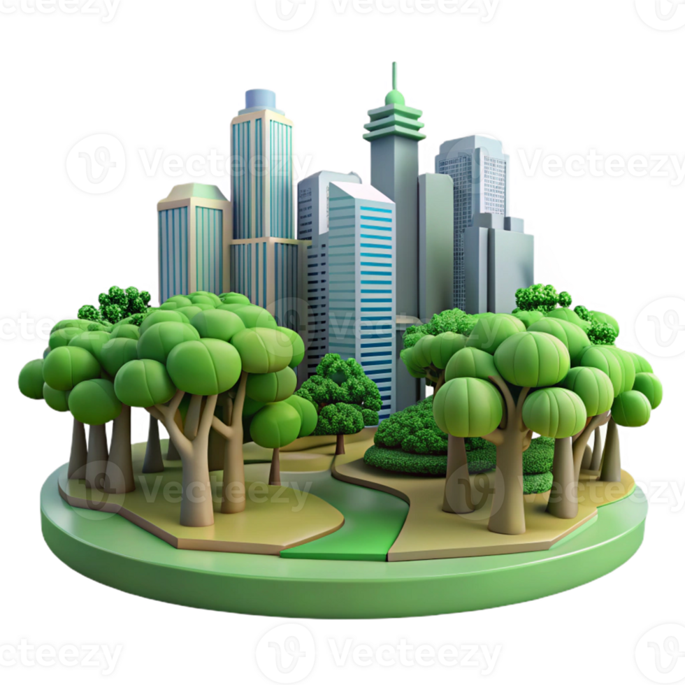 Urban Greenery Cityscape and Park Design - A dynamic depiction of urban greenery with a cityscape and park design capturing the essence of modern urban planning and environmental harmony png