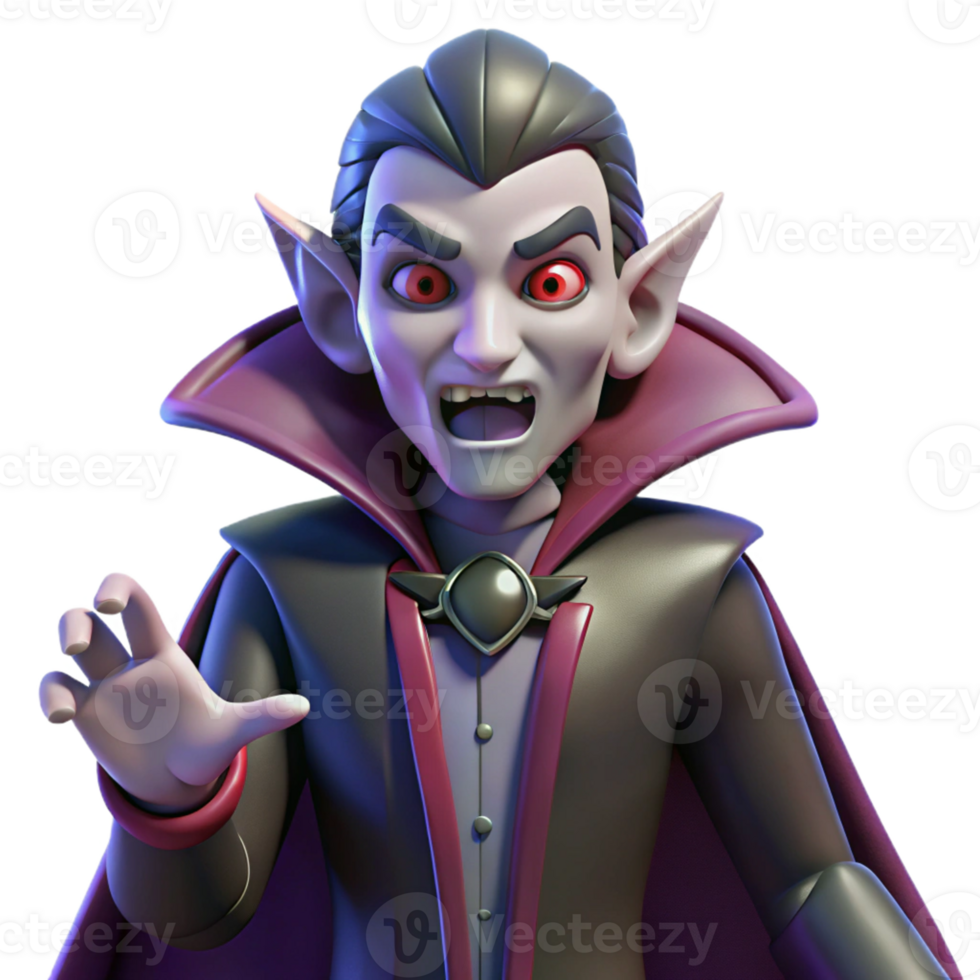 Three Dimensional Cartoon Vampire in a Whimsical Scene of Enchantment png