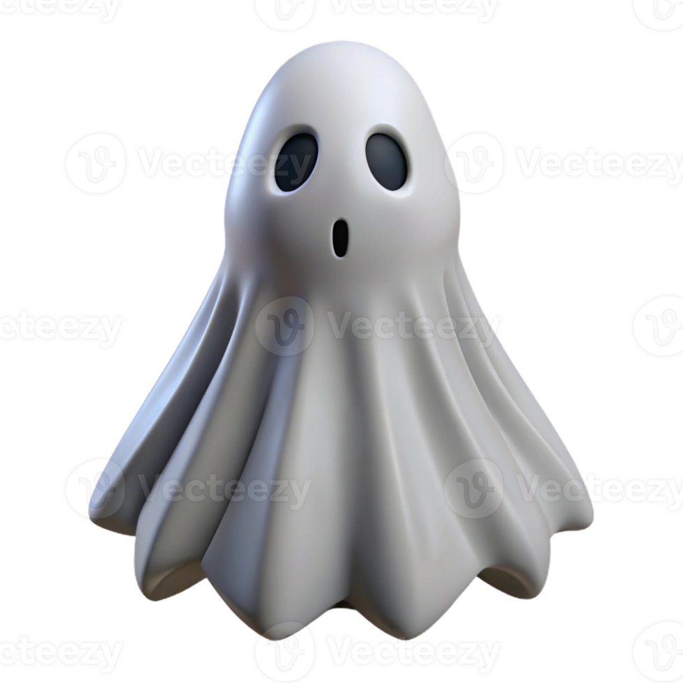 Cute Ghost 3D Model An adorable and playful 3D representation of a ghost, designed with a friendly and whimsical appearance. png