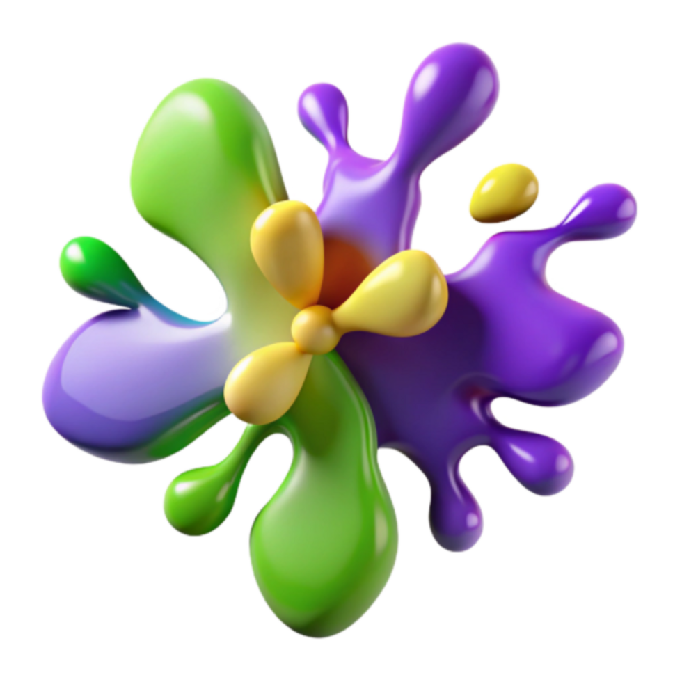 Vibrant 3D Render of Colorful Paint Splash Abstract Background png