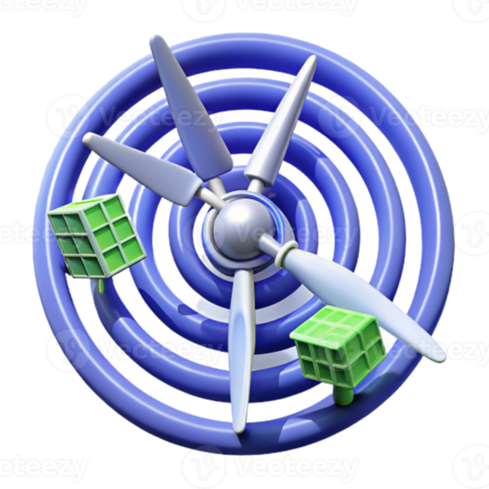 Abstract 3D Render of Rotating Propeller with Cubes png