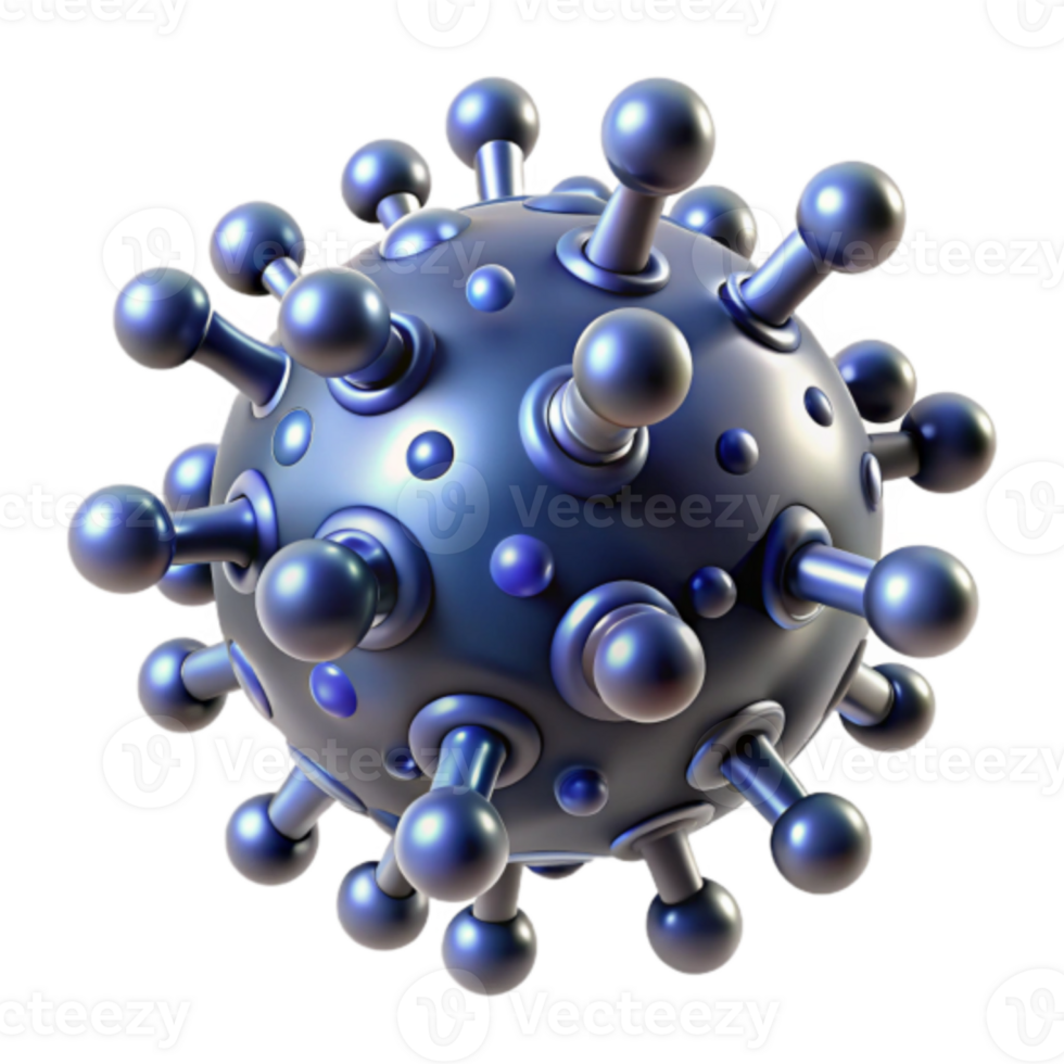 3D Render of a Microscopic Virus Particle Abstract Illustration png