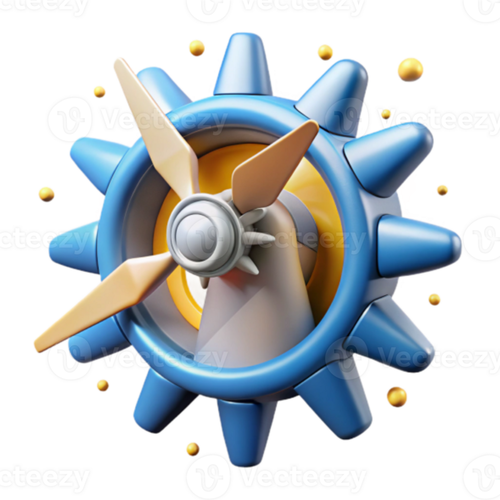 3D Render of a Colorful Propeller Gear Abstract Illustration png