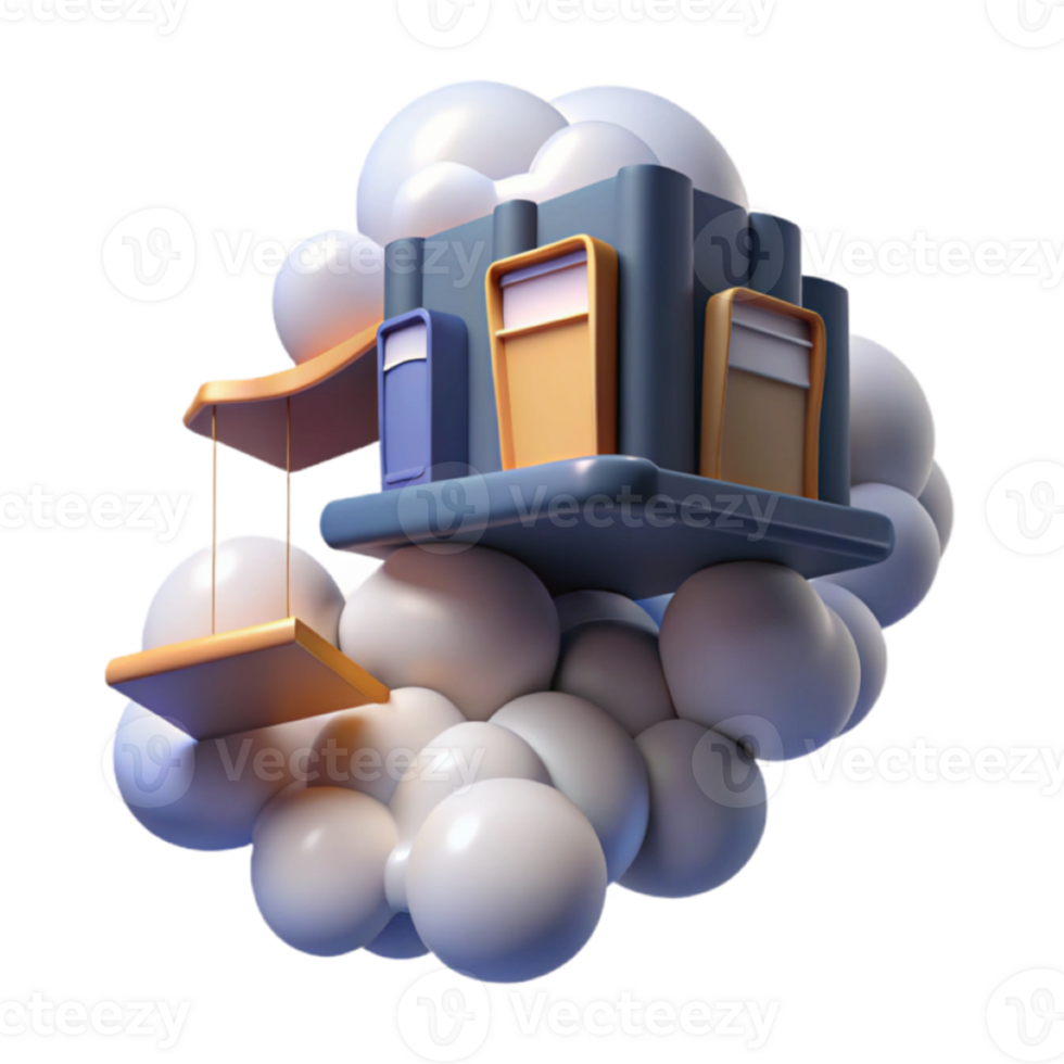 3D Render Cloud House Structure Illustration - Dreamy Abstract Building Design png