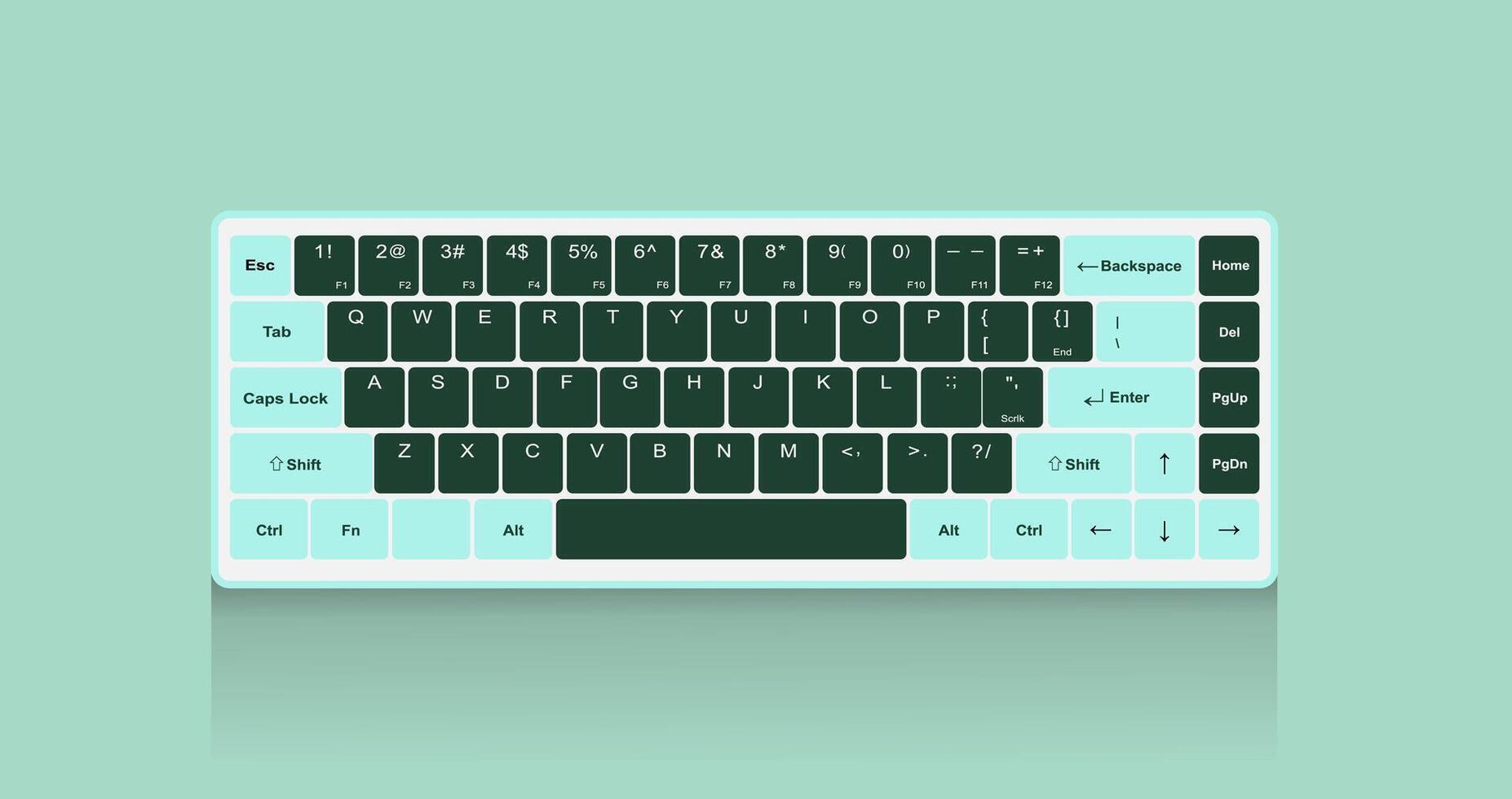 Tenkeyless keyboard in mint green and black, creating a fresh and modern feel vector