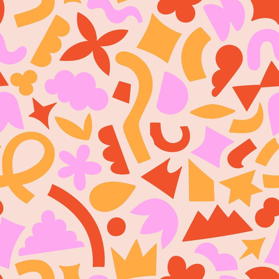 Seamless pattern with funny abstract geometric shapes of different colors. graphics. vector