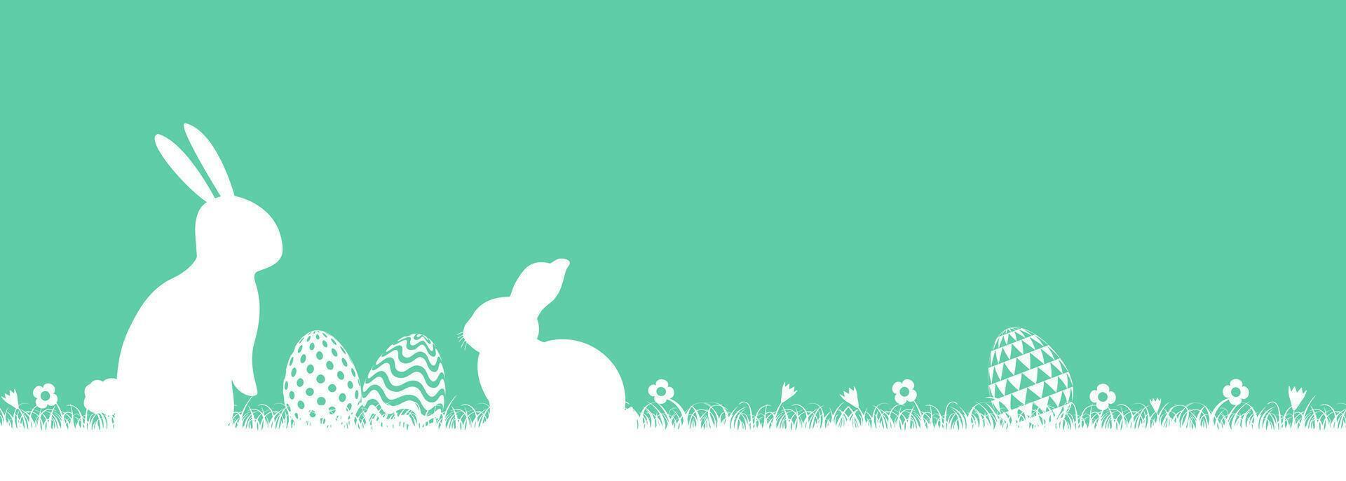 Easter featuring rabbits and Easter eggs. vector