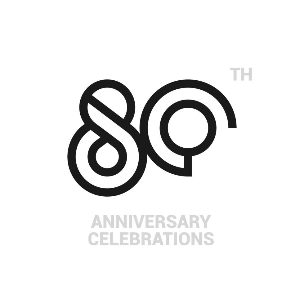 80 years anniversary logo design on white background for celebration event. 80th celebration emblem. vector