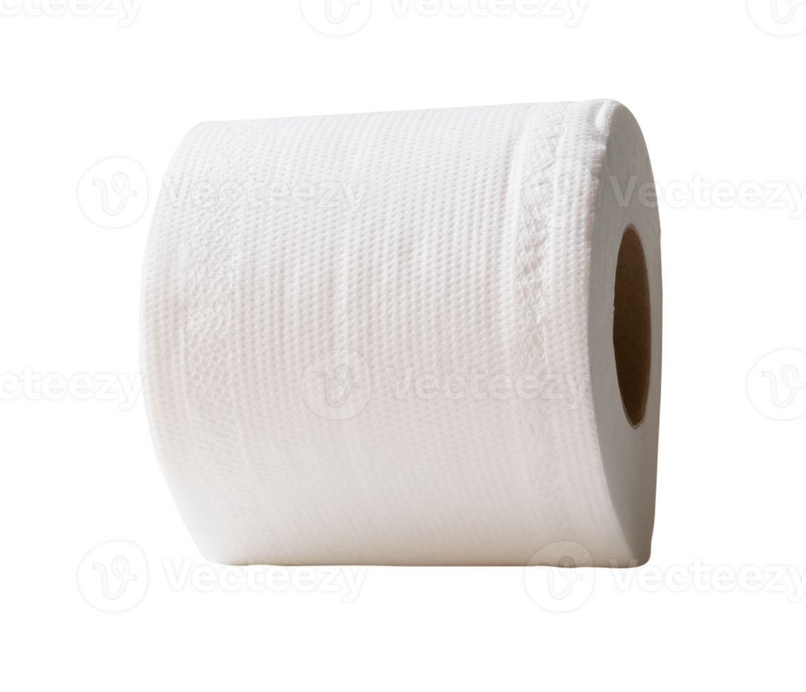 One roll of white tissue paper or toilet paper isolated with clipping path in file format png