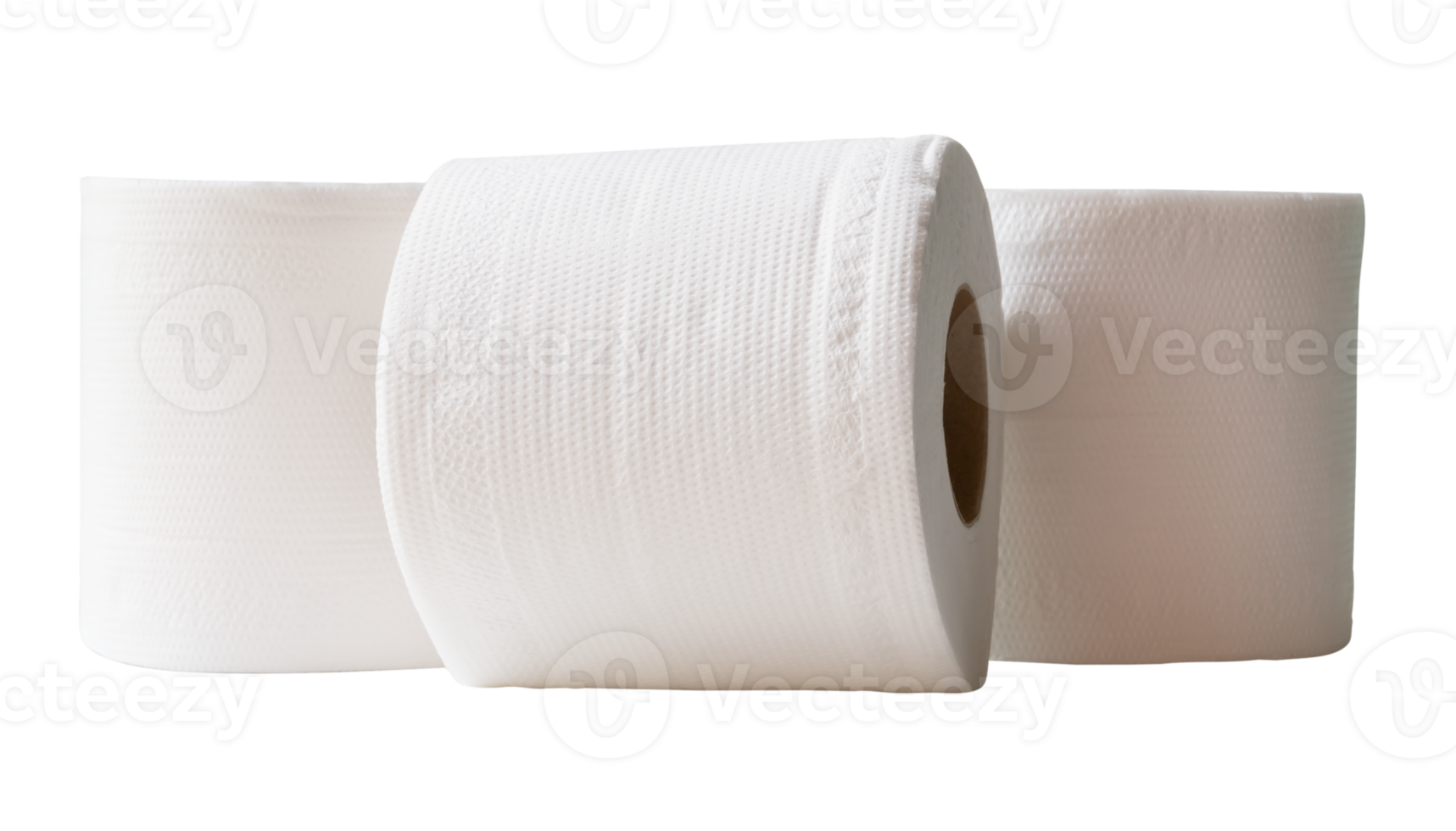 A small pile of three rolls of white tissue paper isolated with clipping path in file format png