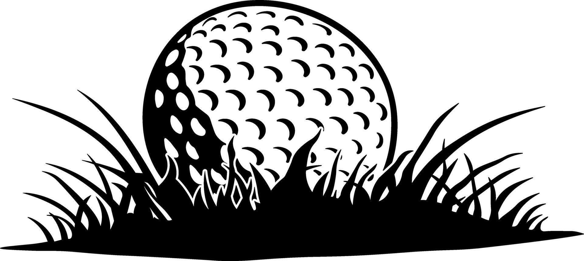 illustration of a black golf ball in the grass without background vector