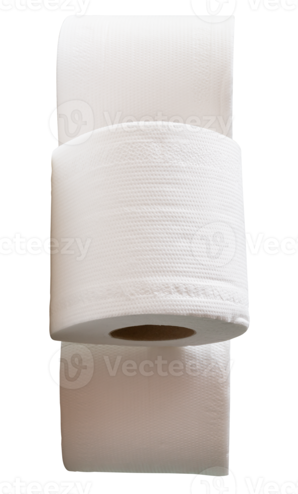 A vertical heap of three white tissue paper isolated with clipping path in file format png