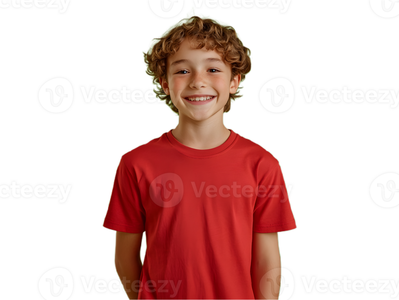 Cheerful Boy in a Bright Red T-Shirt for Visual Use png