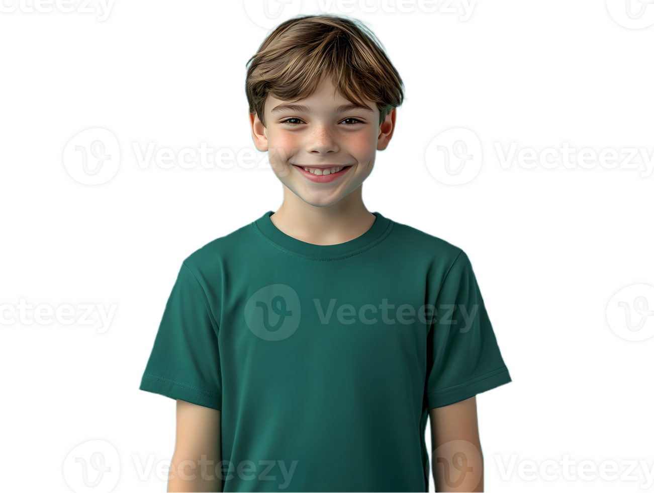 Cheerful Boy in a Green Shirt with a Bright Smile png