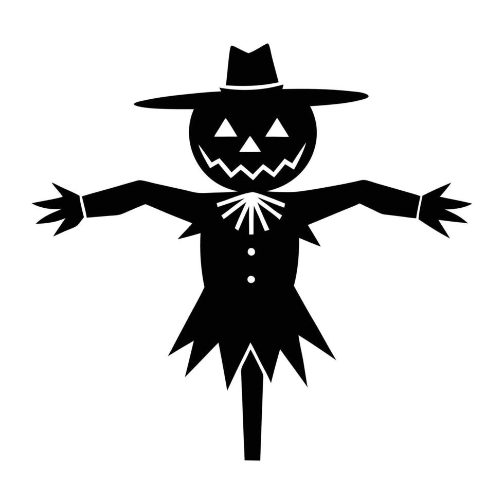 scarecrow silhouette Halloween icon illustration vector
