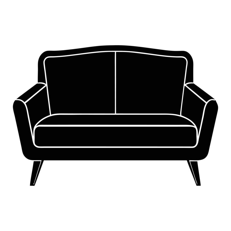 a black and white illustration of a couch vector
