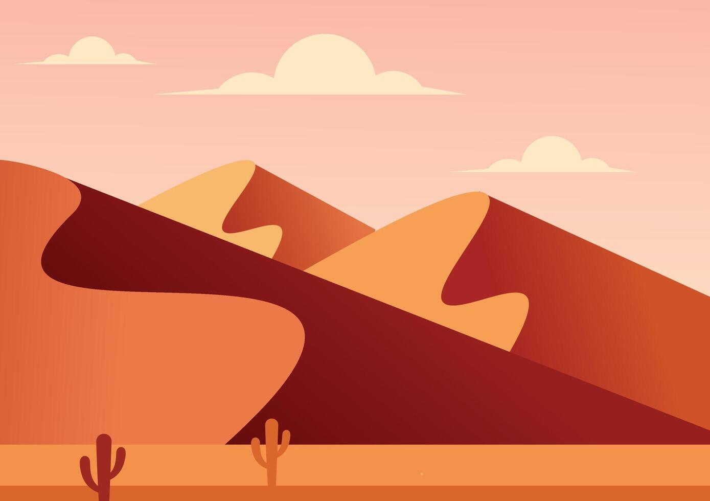 Desert landscape with cactus and mountains vector