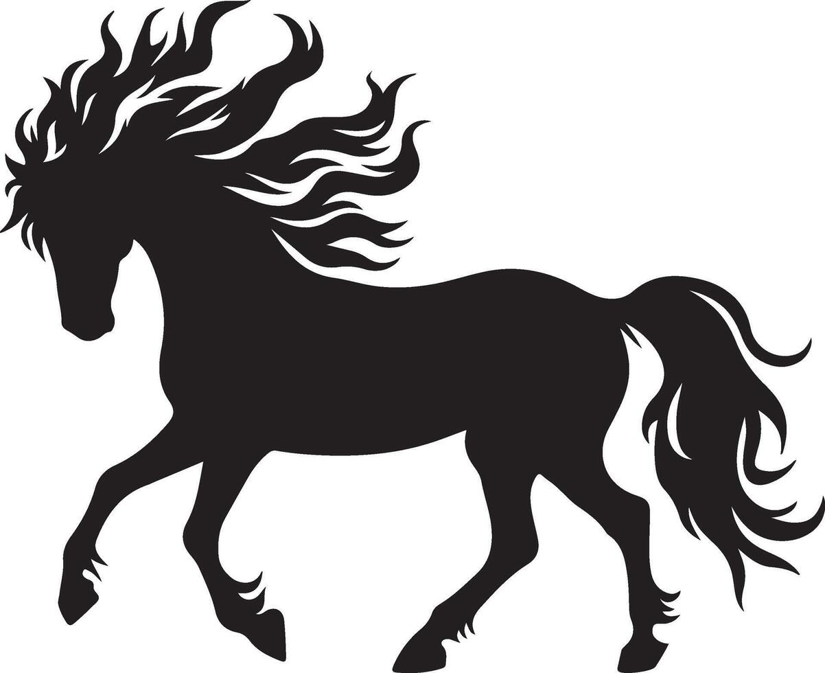 Silhouette of Horse Trotting on White Background vector