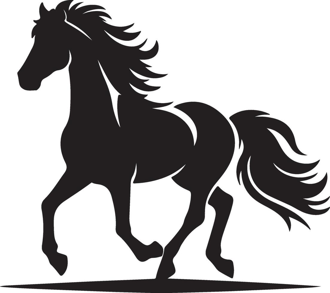 Dynamic Horse Silhouette with Clean White Backdrop vector
