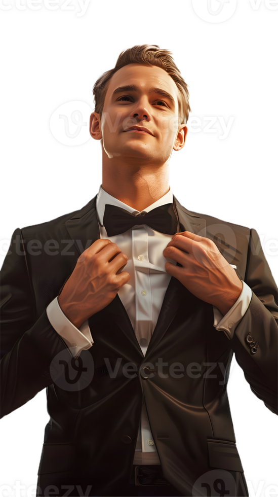 a man in a tuxedo with a bow tie png