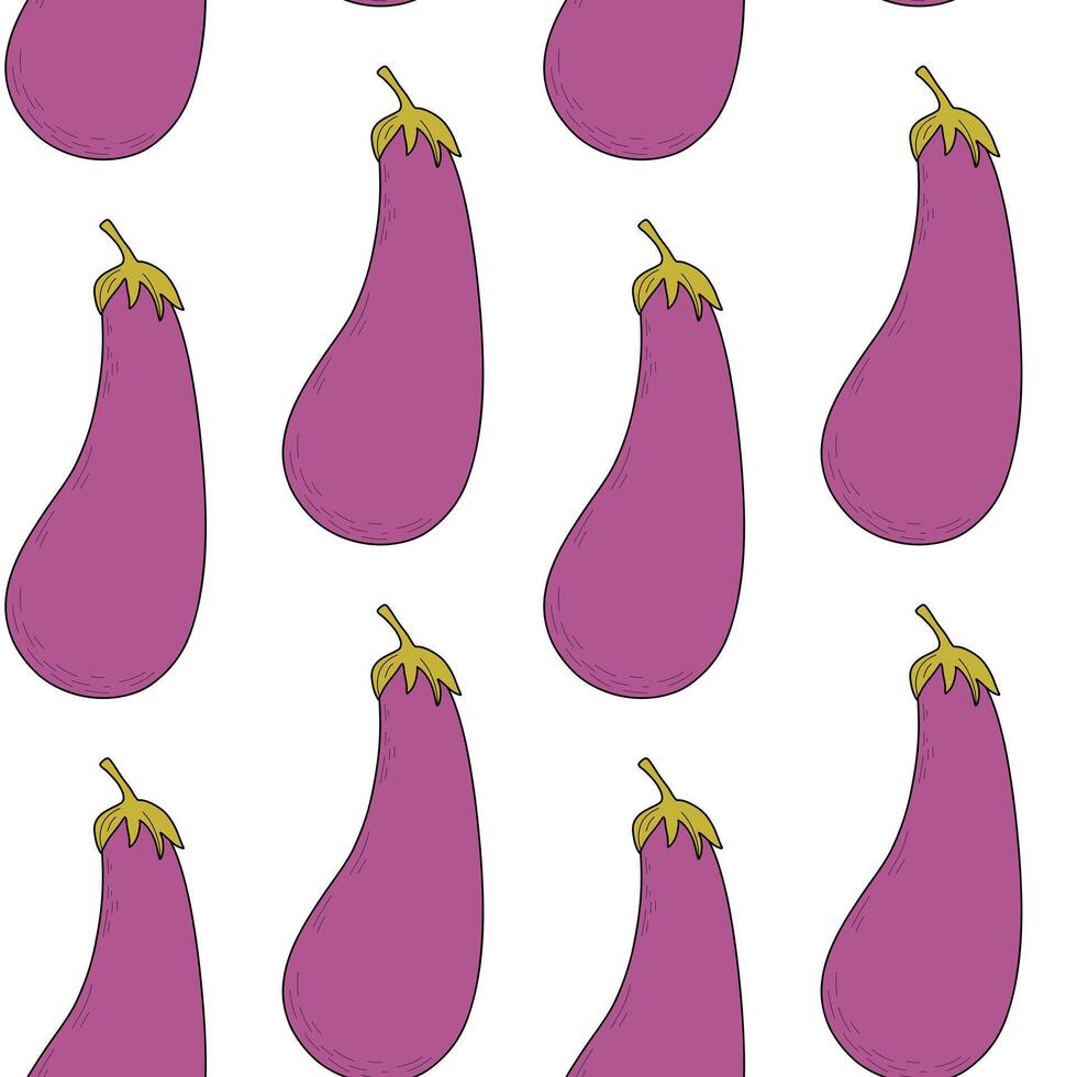 Pattern with eggplants. Vegetable seamless pattern with white background vector