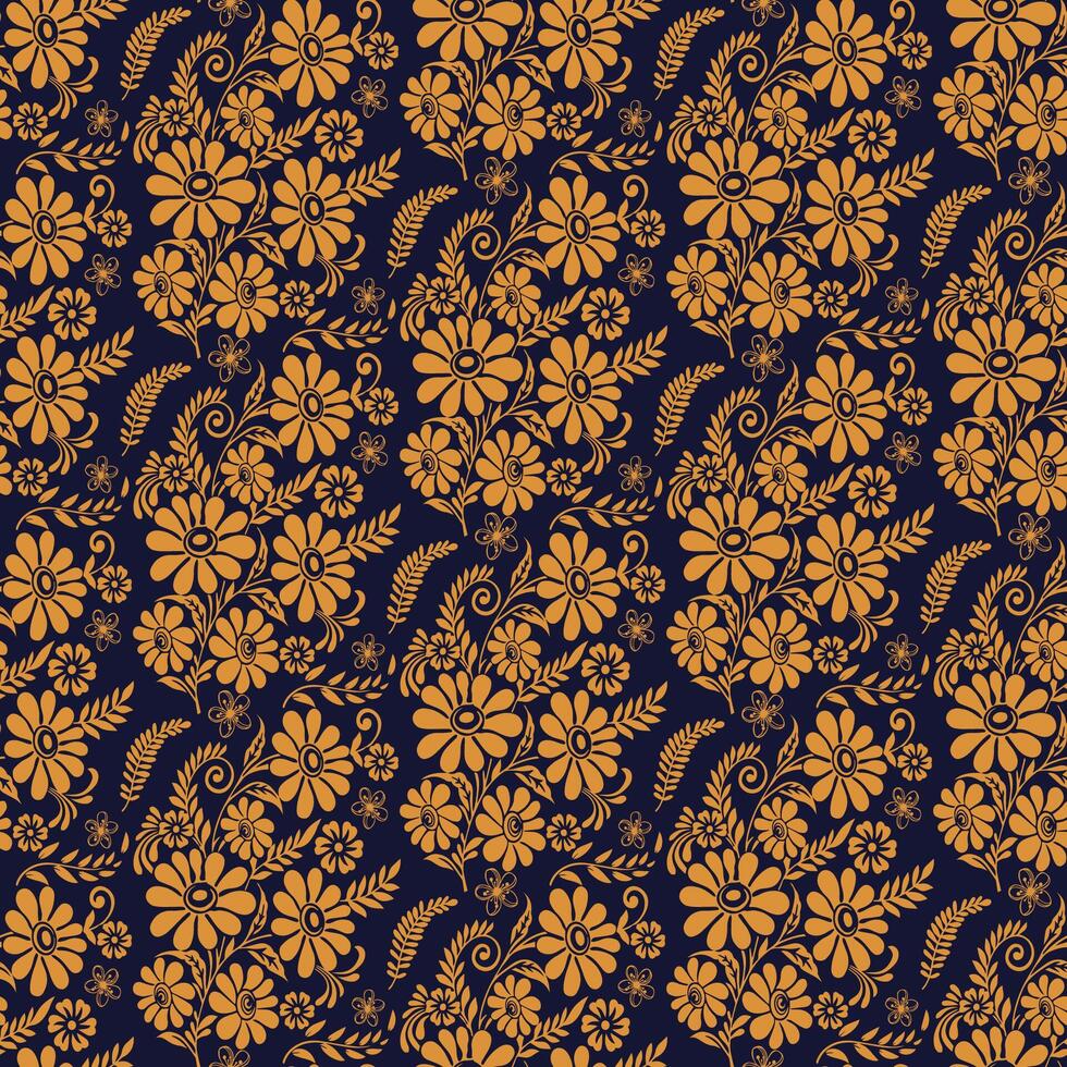 Luxurious Floral Tile Background with Gold Embellishments vector