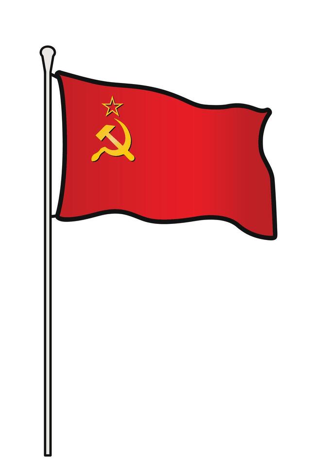 Flags and Pole of former Russian States, Soviet Union Symbols of the USSR Red Army vector
