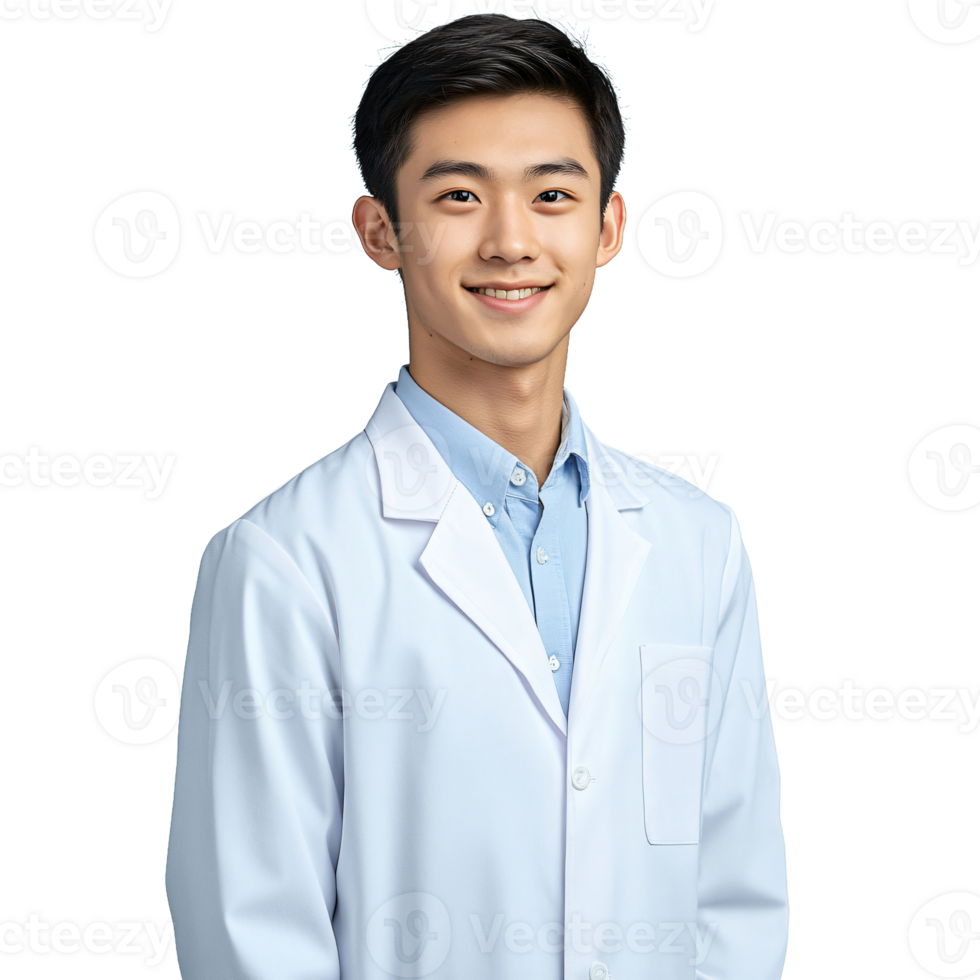 Professional and Knowledgeable Asian Doctor in a Lab Coat png