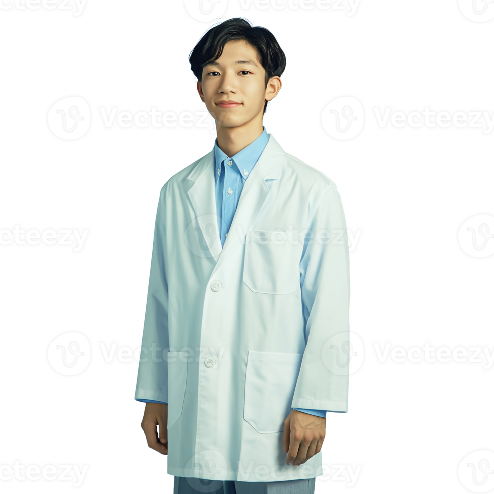 Friendly and Skilled Asian Doctor in a Medical Uniform png