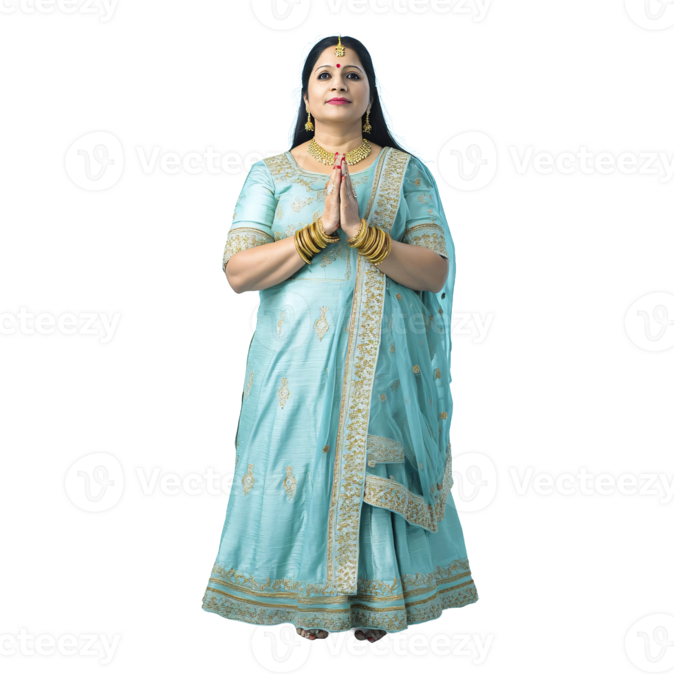 indian woman in traditional dress, transparent background png