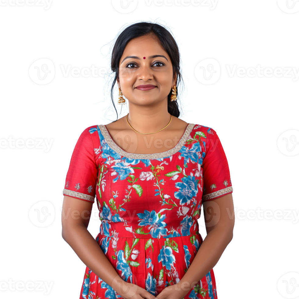 Culturally Rich Indian Woman in a Colorful Saree png