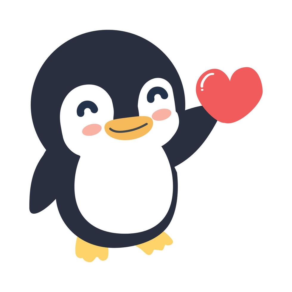 Penguin offering a heart vector