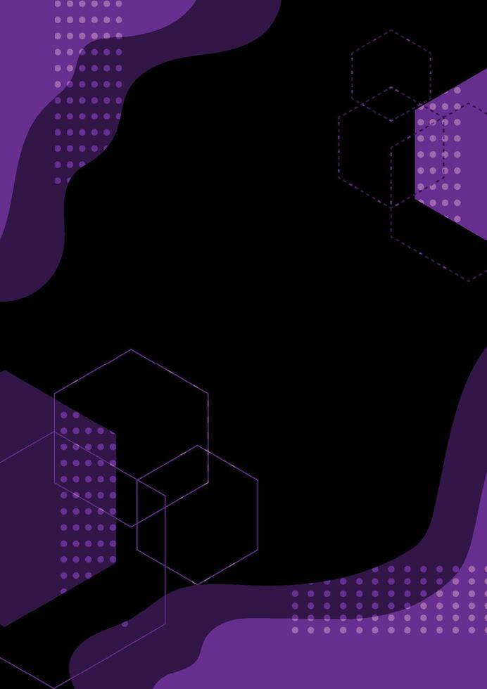 Purple waves and lines geometric abstract on a black background. For cover, book, web, presentation, and card. vector