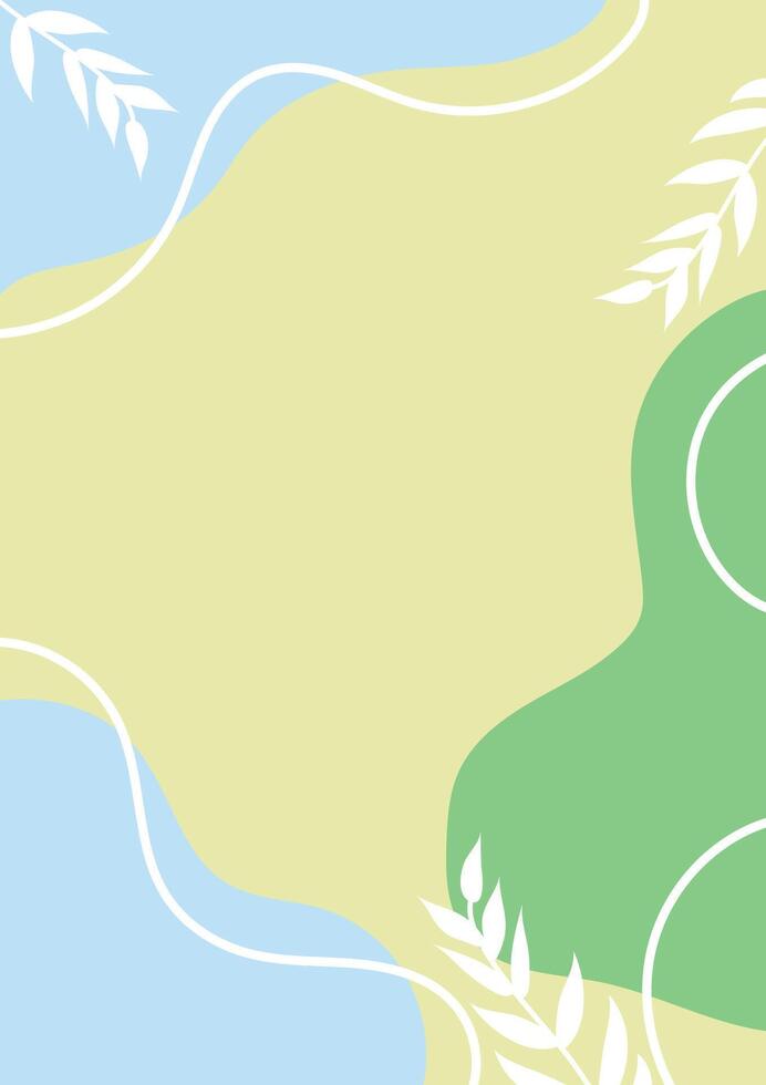 White leaves on green, blue, and yellow abstract background. For cover, book, web, presentation, and card. vector