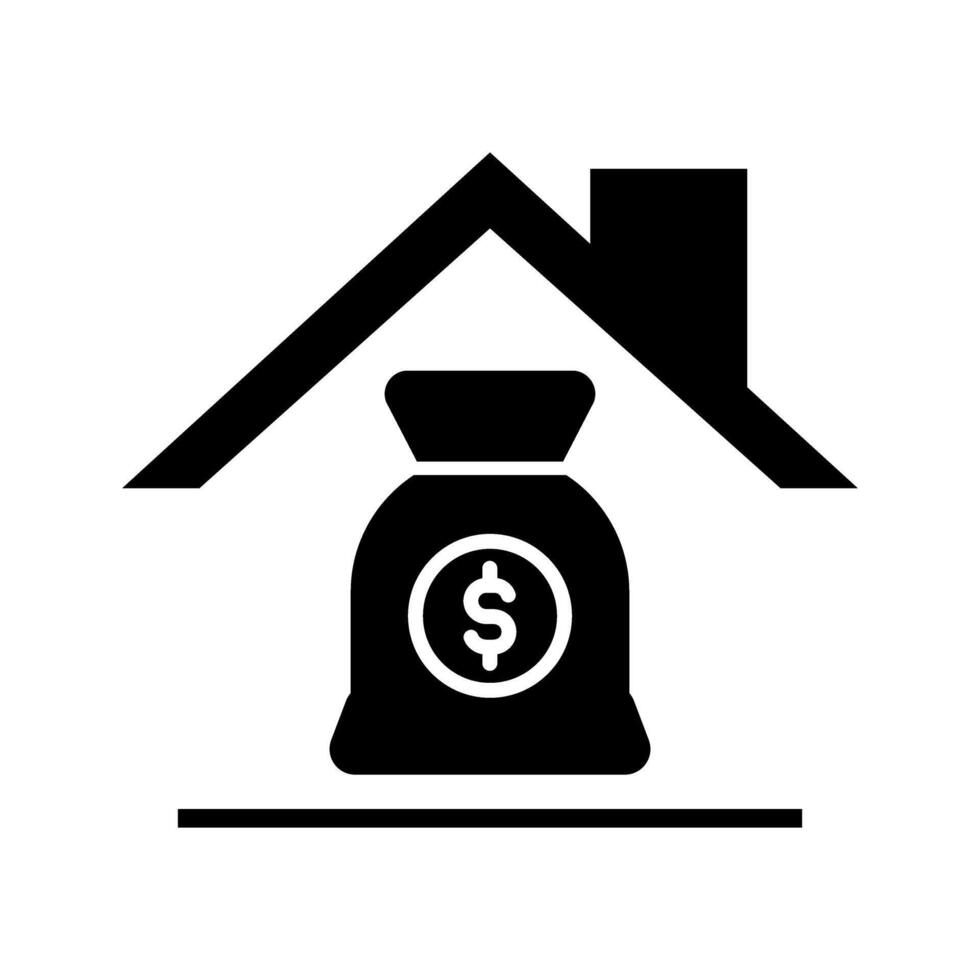 money bag in a house icon vector
