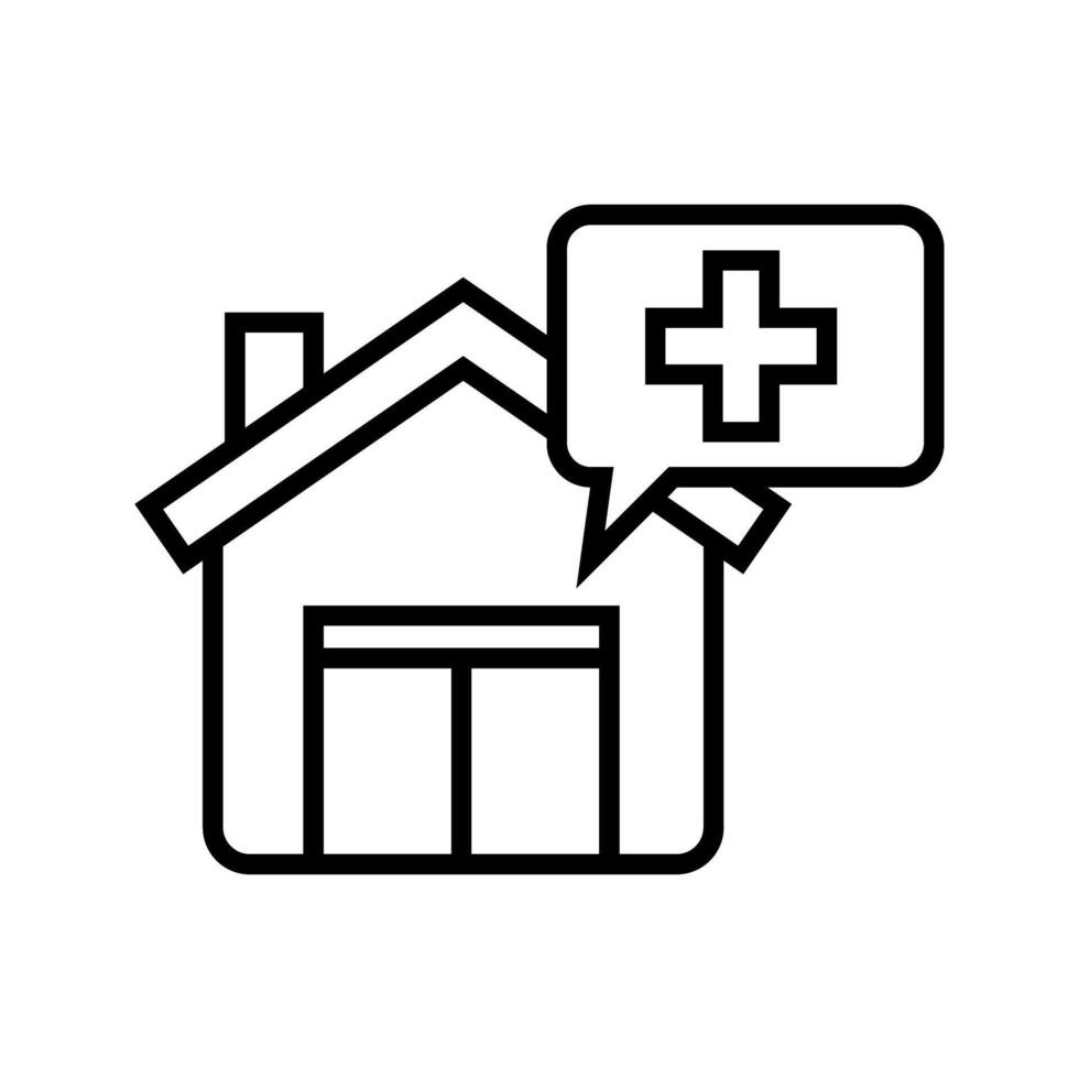 house with medical symbol in chat bubble icon vector