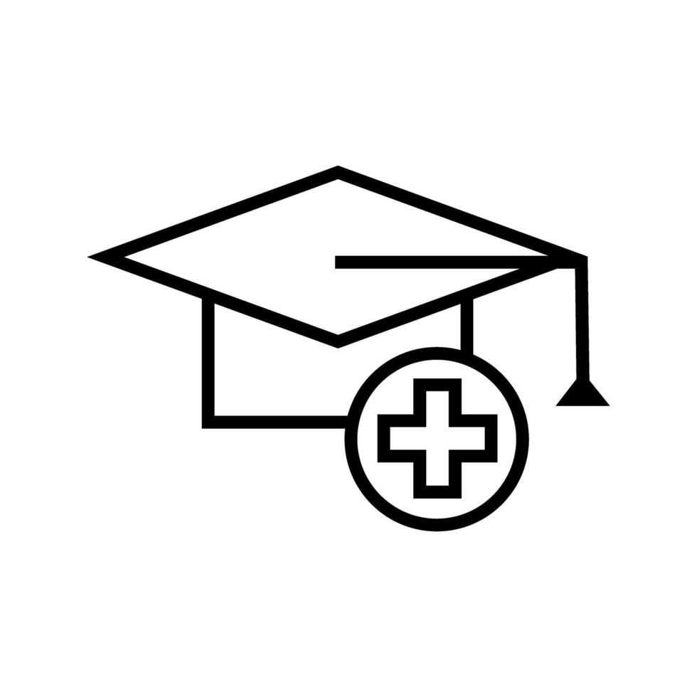graduation cap with the medical symbol vector