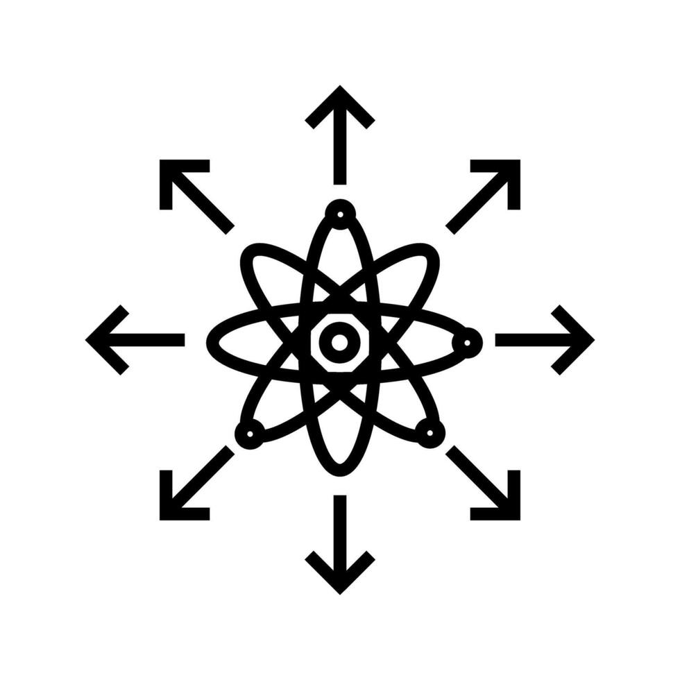 molecule symbol with expansion arrow icon vector
